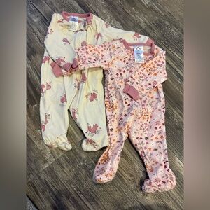 100% Cotton Gerber Pink and Cream Animal Print Footies Set
